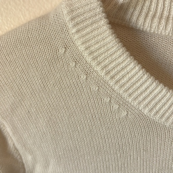 J Crew | Ivory Bell Sleeved 100% Cotton knit sweater Sz M - Picture 5 of 7